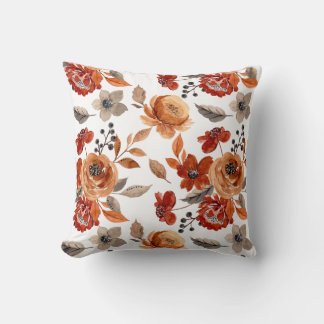 Cojín Decorativo Watercolor Brown Floral Pattern