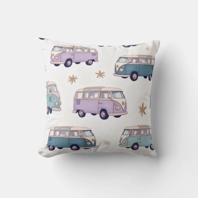 Cojín Decorativo Watercolor camper van design (Anverso)