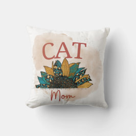 Cojín Decorativo Watercolor Cat Mom Throw Pillow