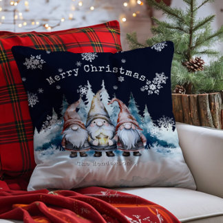 Cojín Decorativo Watercolor Christmas Gnomes Personalized