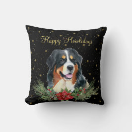 Cojín Decorativo Watercolor Cute Dog Happy Howlidays