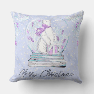 Cojín Decorativo Watercolor Cute Invierno Polar Bear Globe