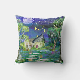 Cojín Decorativo Watercolor Fantasy Woods Fairy Light Magic Cottage