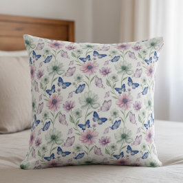 Cojín Decorativo Watercolor Floral Butterfly Throw Pillow