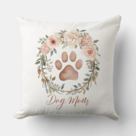 Cojín Decorativo Watercolor Floral Paw Print Dog Mom Home Decor