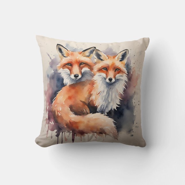 Cojín Decorativo Watercolor Fox (Anverso)