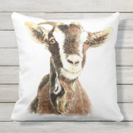 Cojín Decorativo Watercolor Goat Farm Animal art