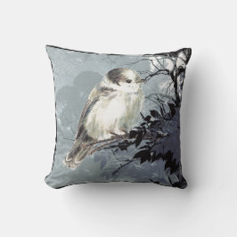 Cojín Decorativo Watercolor Gris Gris Jay Bird Nature Art