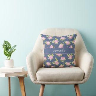 Cojín Decorativo Watercolor Pattern with Delicate Pink Round Pillow