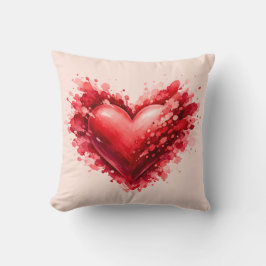 Cojín Decorativo Watercolor Red Heart Splash Throw Pillow 
