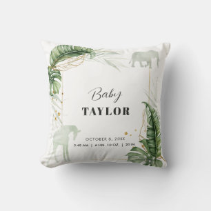 Cojín Decorativo Watercolor Safari Giraffe Elephant Baby Shower