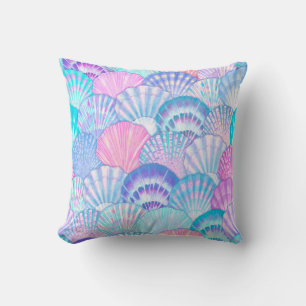 Cojín Decorativo Watercolor sea shell seamless pattern. Hand drawn 