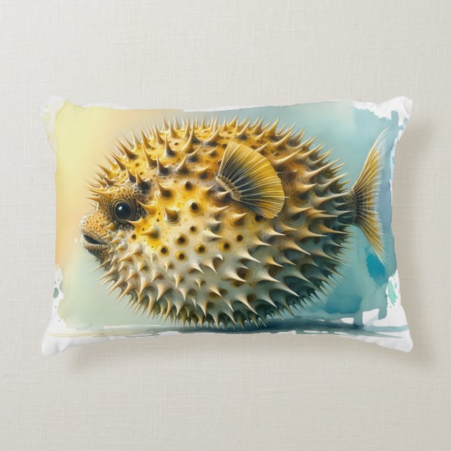 Cojín Decorativo Watercolor Series: Blowfish (Anverso)