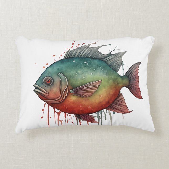 Cojín Decorativo Watercolor Series: Piranha (Anverso)