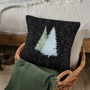 Cojín Decorativo Watercolor Snowflings Árbol de Navidad Minimalista