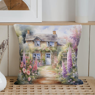 Cojín Decorativo Watercolor Spring Cottage Garden Charm