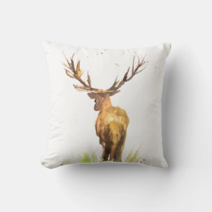 Cojín Decorativo Watercolor Stag Deer Woodlands Animales fauna