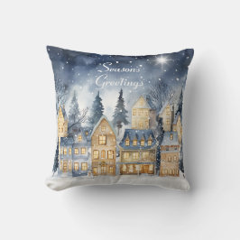 Cojín Decorativo Watercolor Vintage Village Star Navidades nocturno