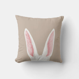 Cojín Decorativo Watercolor White Bunny Ears On Beige Easter