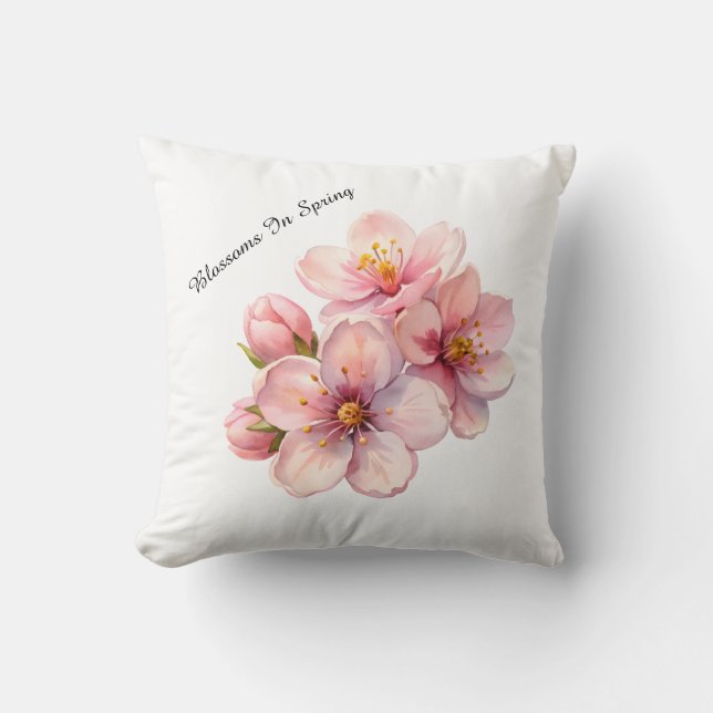 Cojín Decorativo Watercolour Blossoms Spring Custom Pillow Cover  (Anverso)