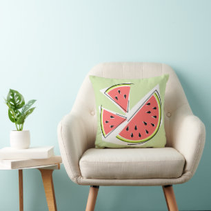 Cojín Decorativo Watermelon Green Pieces cuadrada rayada hacia atrá