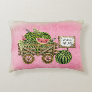 Cojín Decorativo Watermelon Harvest Farmhouse Watercolor Carro de m