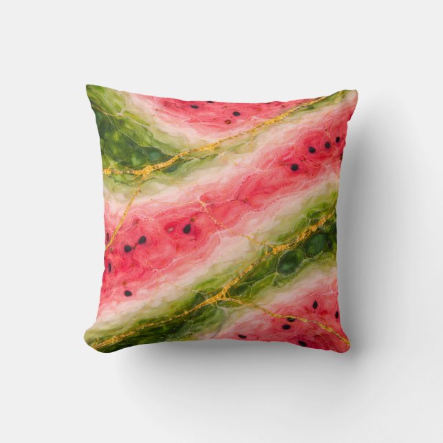Cojín Decorativo Watermelon Marble with Gold Veining (Anverso)