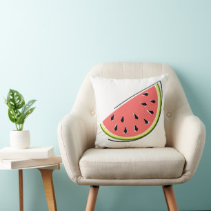 Cojín Decorativo Watermelon Slice cuadrado rosado hacia atrás