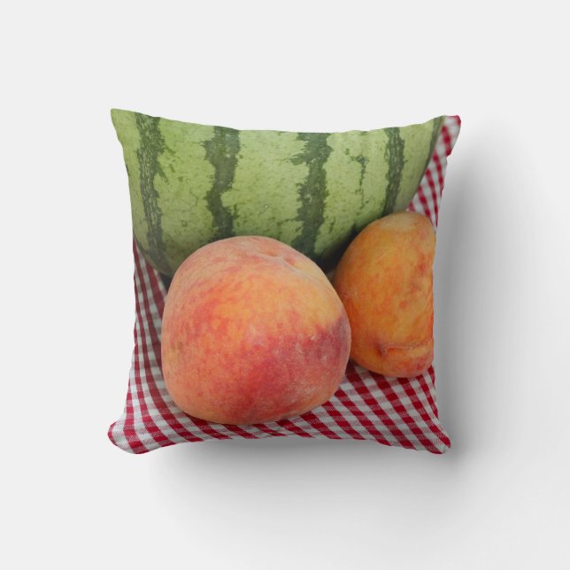 Cojín Decorativo Watermelon y Two Peaches Gingham (Anverso)