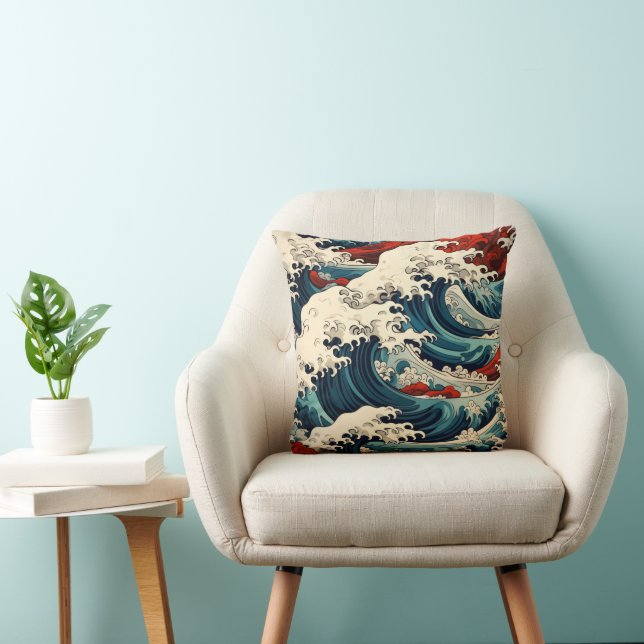 Cojín Decorativo Waves marinas Ukiyo-e (Silla)