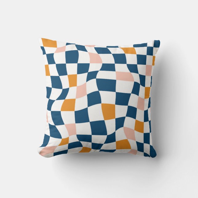 Cojín Decorativo Wavy Checkerboard Harmony (Anverso)