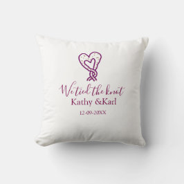Cojín Decorativo We tied the knot pink heart knots name date romant