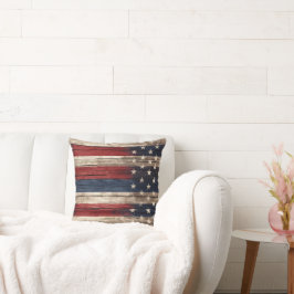 Cojín Decorativo Weathered Stars & Stripes Wood Flag