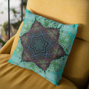 Cojín Decorativo Weave Mandala Green Blue and Purple