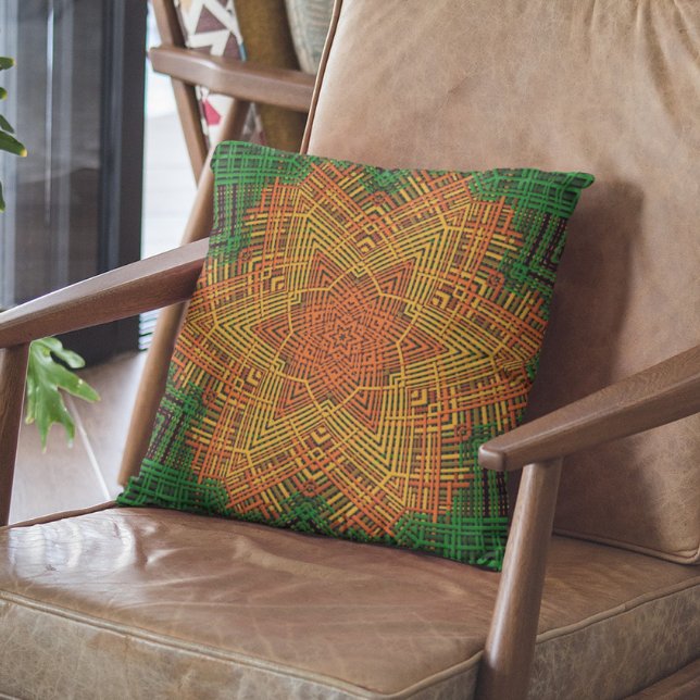 Cojín Decorativo Weave Mandala Naranja amarillo y verde (Subido por el creador)