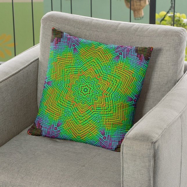 Cojín Decorativo Weave Mandala Naranja Verde y Azul (Subido por el creador)