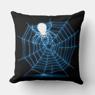 Cojín decorativo web de araña de Halloween negro y
