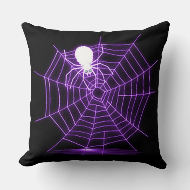 Cojín decorativo web de araña de Halloween negro y (Anverso)
