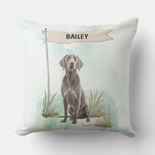 Cojín Decorativo Weimaraner Acuarela Perro Personalizado