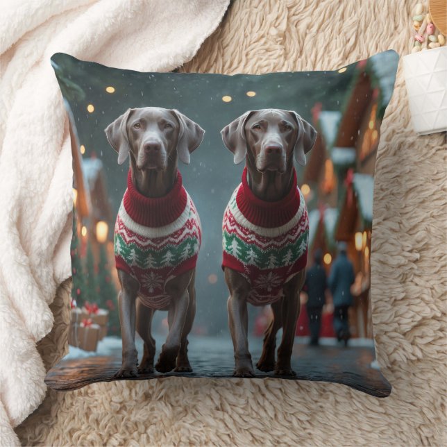 Cojín Decorativo Weimaraner Dogs Christmas Snow Holiday (Manta)