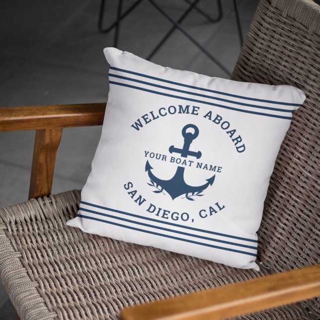 Cojín Decorativo Welcome Aboard Nautica White (Subido por el creador)