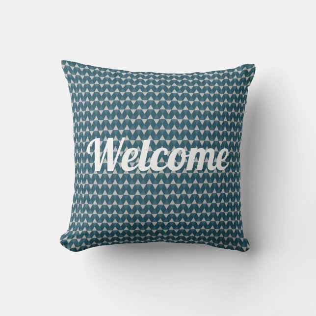Cojín Decorativo Welcome, Blue diamonds pattern (Anverso)