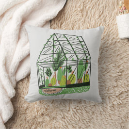 Cojín Decorativo Welcome Green House Botanical Cactus Plants Art