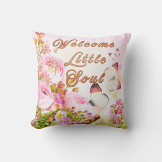 Cojín Decorativo Welcome Little Soul Pillow – Pink Floral Butterfly