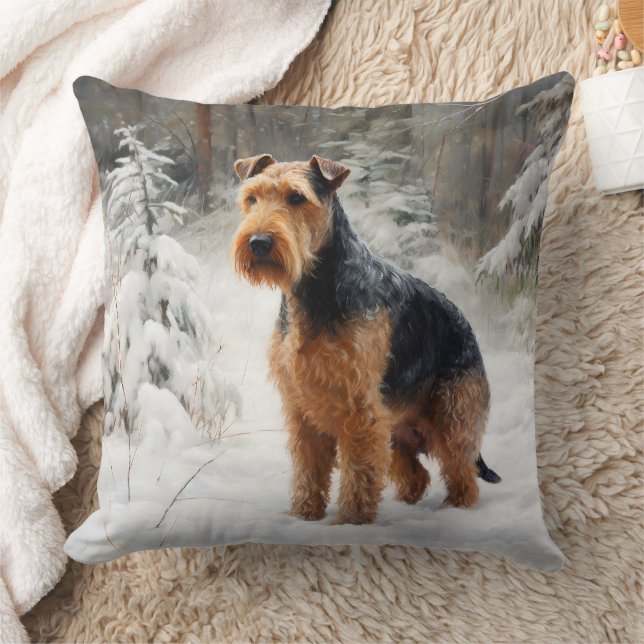 Cojín Decorativo Welsh Terrier deja que nieve Navidades (Manta)