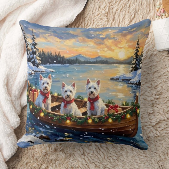 Cojín Decorativo West Highland White Terrier Christmas Boat Holiday (Manta)