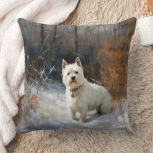 Cojín Decorativo West Highland White Terrier deja que nieve Navidad