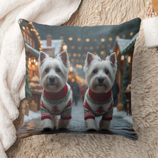 Cojín Decorativo West Highland White Terrier Dogs Christmas Snow  (Manta)
