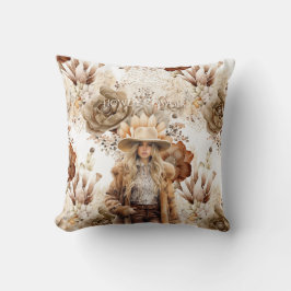Cojín Decorativo Western Cowgirl Horse Floral