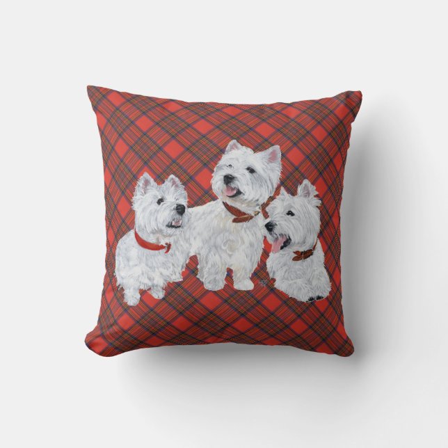 Cojín Decorativo Westie on Tartán PILLOW (Anverso)